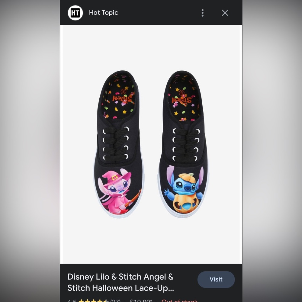 Disney Lilo and Stitch Halloween Sneakers | women’s 9 - Picture 4 of 4